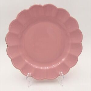 Grace Teaware Pink Fine Porcelain Scalloped Gold Trim Dinner Plate Beaded Edge
